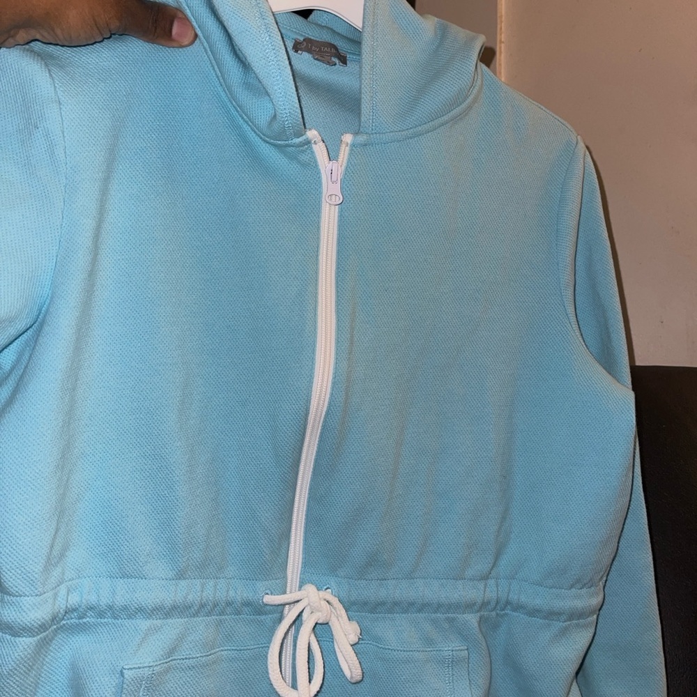 T by Talbots PIQUÉ DRAWCORD HOODED JACKET Size Medium - Picture 8 of 16
